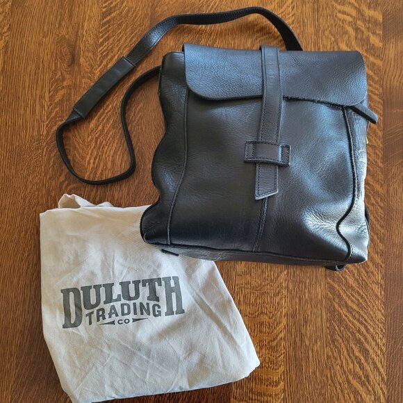 Duluth Trading Co Handbags - Duluth Trading Co Lifetime Leather Convertible Backpack Messenger Bag Black